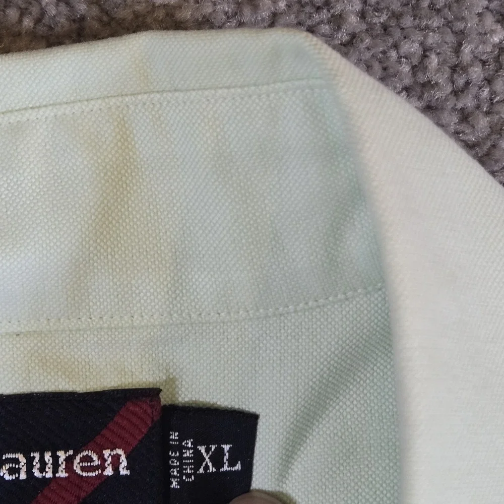 Polo Ralph Lauren Big Shirt Mens XL Fades Mint‎ Green Long Sleeve Pony Logo